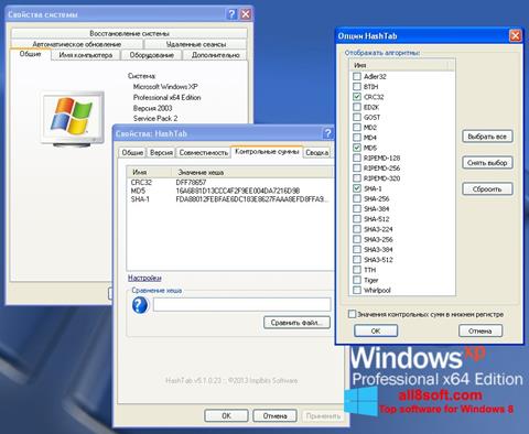 Snimak zaslona HashTab Windows 8