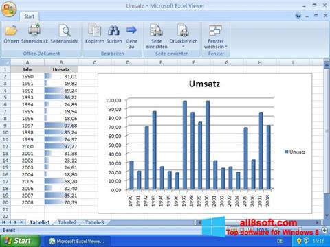Snimak zaslona Excel Viewer Windows 8