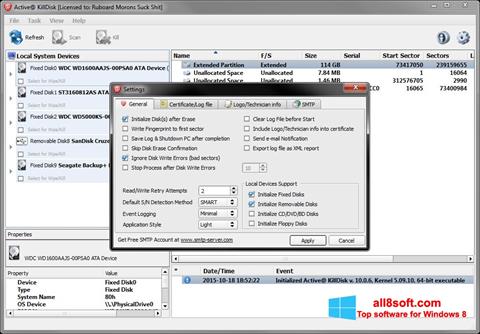 Snimak zaslona Active KillDisk Windows 8