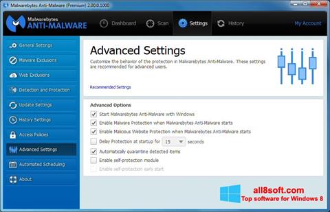 Snimak zaslona Malwarebytes Anti-Malware Windows 8