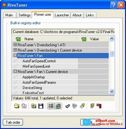 Snimak zaslona RivaTuner Windows 8