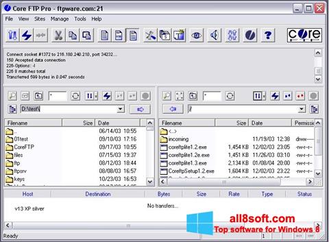 Snimak zaslona Core FTP Windows 8