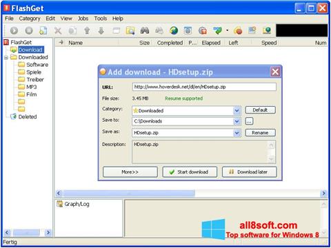 Snimak zaslona FlashGet Windows 8