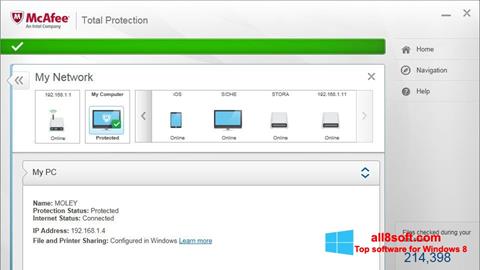 Snimak zaslona McAfee Total Protection Windows 8