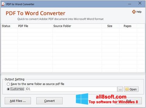 Snimak zaslona PDF to Word Converter Windows 8