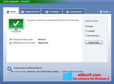 Snimak zaslona Microsoft Security Essentials Windows 8