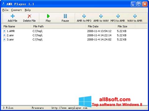 Snimak zaslona AMR Player Windows 8