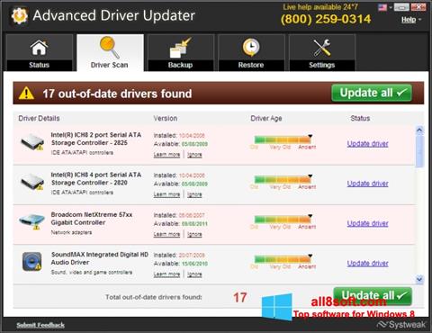 Snimak zaslona Advanced Driver Updater Windows 8