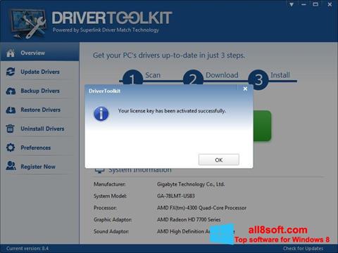 Snimak zaslona Driver Toolkit Windows 8