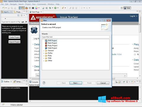 Snimak zaslona Aptana Studio Windows 8