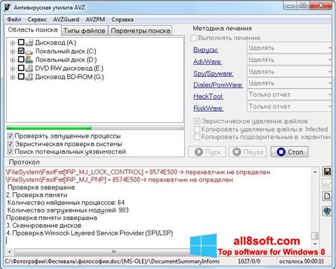 Snimak zaslona AVZ Windows 8