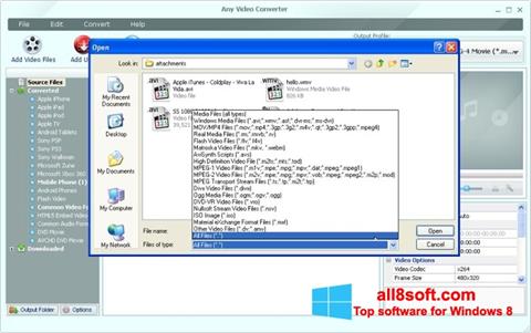 Snimak zaslona Any Video Converter Windows 8