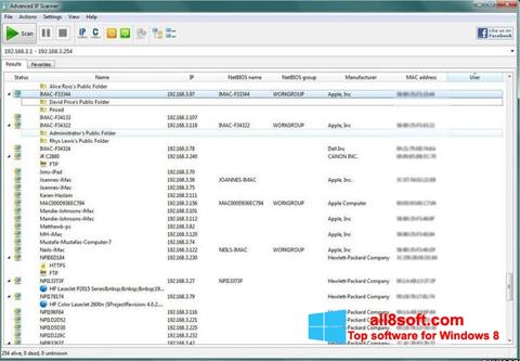 Snimak zaslona Advanced IP Scanner Windows 8