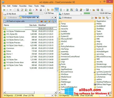 Snimak zaslona FreeCommander Windows 8