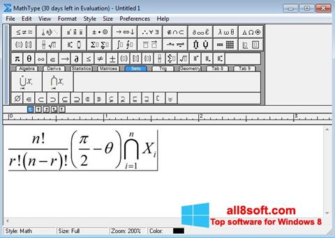 Snimak zaslona MathType Windows 8