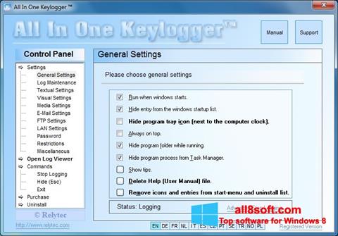 Snimak zaslona Keylogger Windows 8