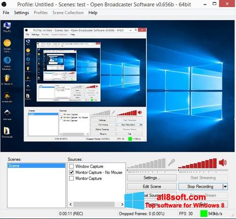 Snimak zaslona Open Broadcaster Software Windows 8