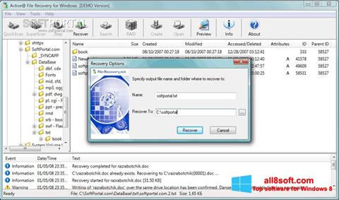 Snimak zaslona Active File Recovery Windows 8