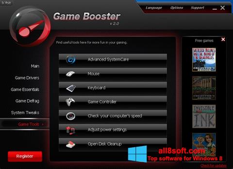 Snimak zaslona Game Booster Windows 8