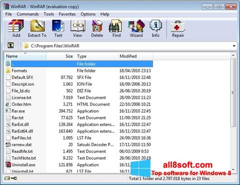 Snimak zaslona WinRAR Windows 8