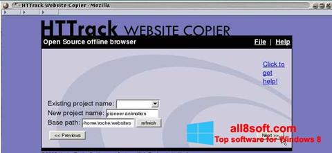 Snimak zaslona HTTrack Website Copier Windows 8