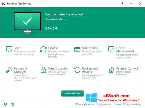 Snimak zaslona Kaspersky Total Security Windows 8