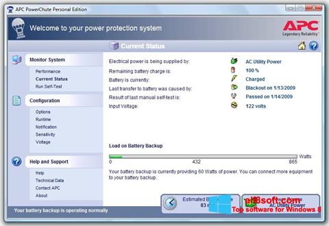 Snimak zaslona PowerChute Personal Edition Windows 8