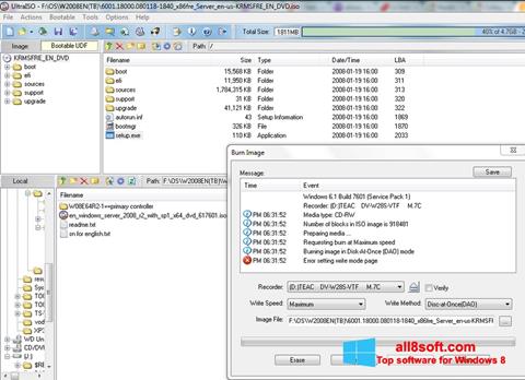 Snimak zaslona UltraISO Windows 8