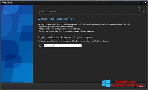 Snimak zaslona BlackBerry Link Windows 8