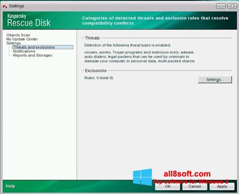 Snimak zaslona Kaspersky Rescue Disk Windows 8