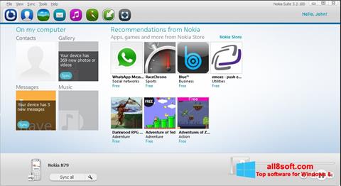 Snimak zaslona Nokia PC Suite Windows 8