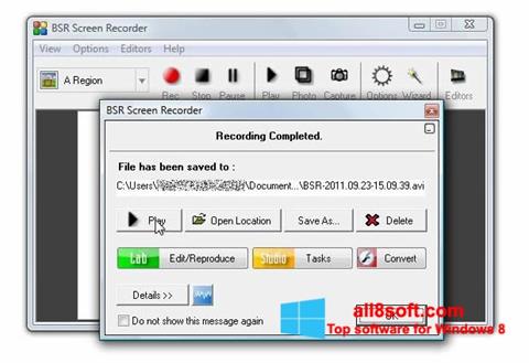 Snimak zaslona BSR Screen Recorder Windows 8