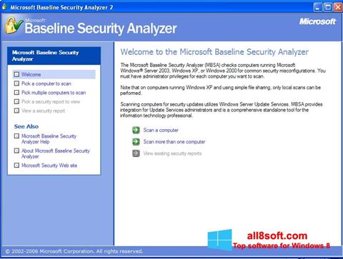 Snimak zaslona Microsoft Baseline Security Analyzer Windows 8