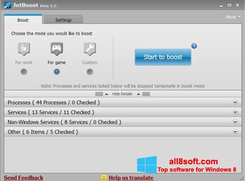 Snimak zaslona JetBoost Windows 8
