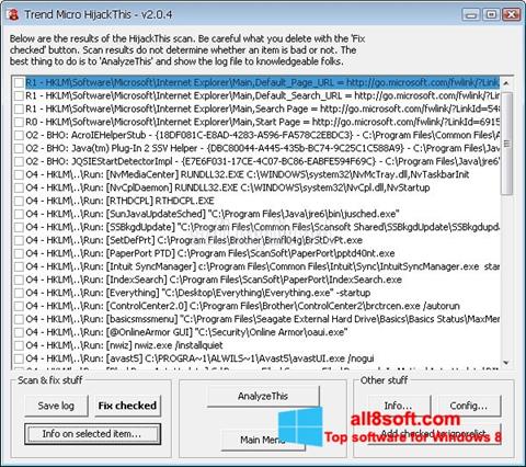 Snimak zaslona HijackThis Windows 8