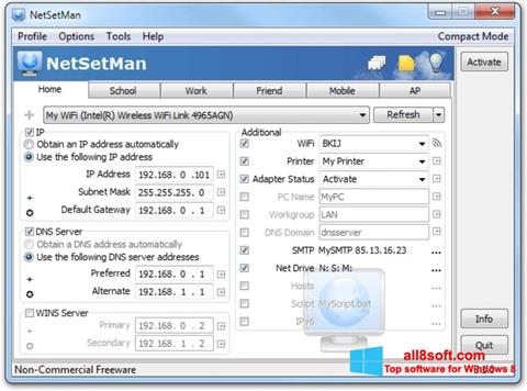 Snimak zaslona NetSetMan Windows 8