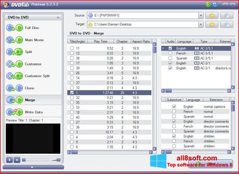 Snimak zaslona DVDFab Windows 8