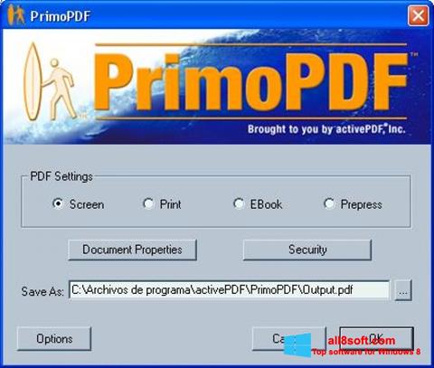 Snimak zaslona PrimoPDF Windows 8