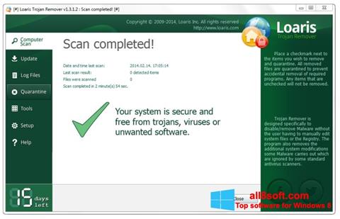 Snimak zaslona Loaris Trojan Remover Windows 8