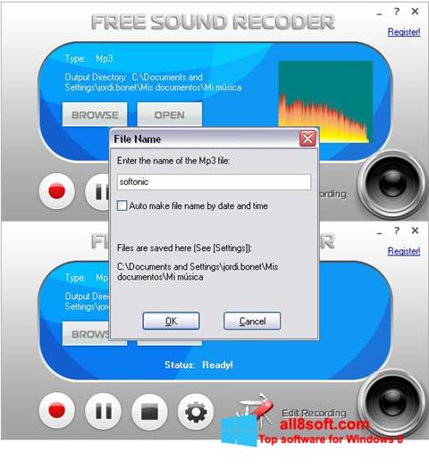Snimak zaslona Free Sound Recorder Windows 8