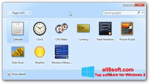Snimak zaslona 8GadgetPack Windows 8