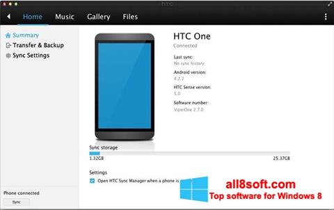 Snimak zaslona HTC Sync Windows 8