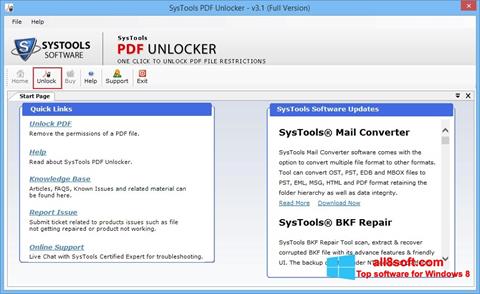 Snimak zaslona PDF Unlocker Windows 8