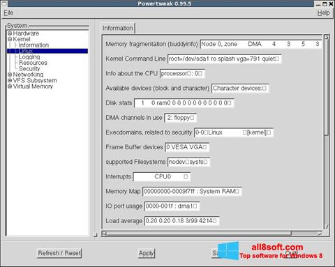 Snimak zaslona PowerTweak Windows 8