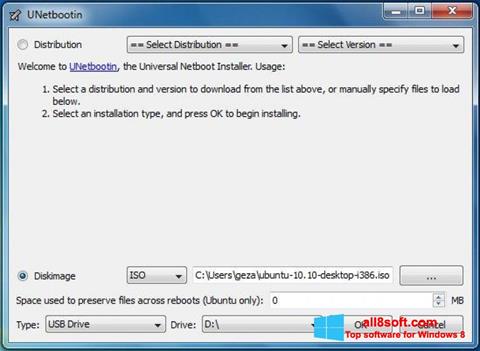 Snimak zaslona UNetbootin Windows 8