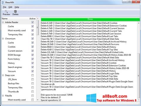 Snimak zaslona BleachBit Windows 8