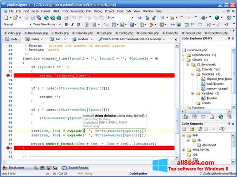 Snimak zaslona phpDesigner Windows 8