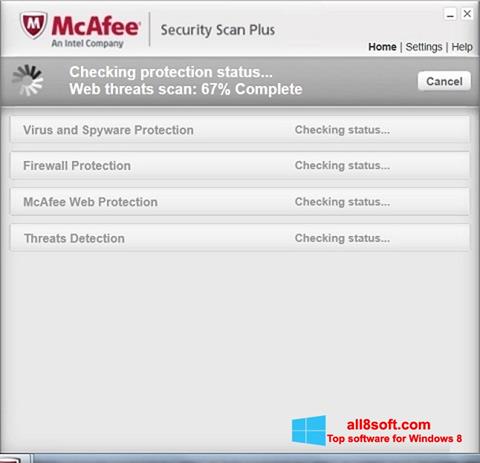 Snimak zaslona McAfee Security Scan Plus Windows 8
