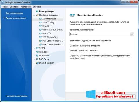 Snimak zaslona Auslogics Internet Optimizer Windows 8