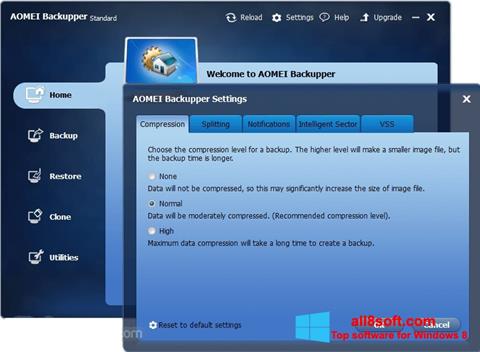 Snimak zaslona AOMEI Backupper Windows 8